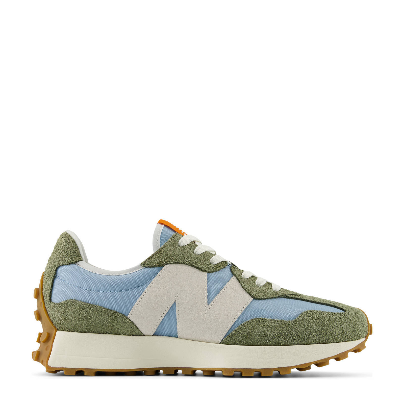 New Balance 327 sneakers olijfgroen lichtblauw ecru wehkamp