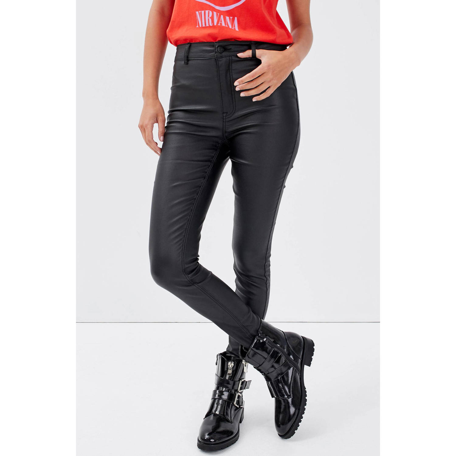 Cache coated high waist skinny broek zwart