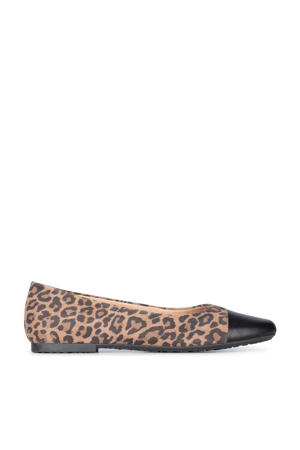 suède ballerina's beige/zwart
