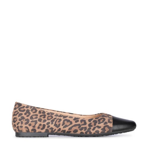 PS Poelman suède ballerina's beige/zwart afbeelding