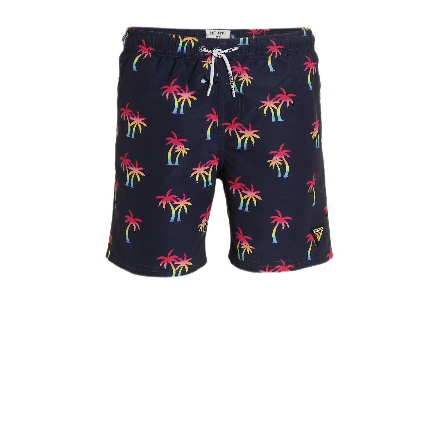 Me & My Monkey zwemshort Perren met all over print navy Blauw Jongens Gerecycled polyester 104