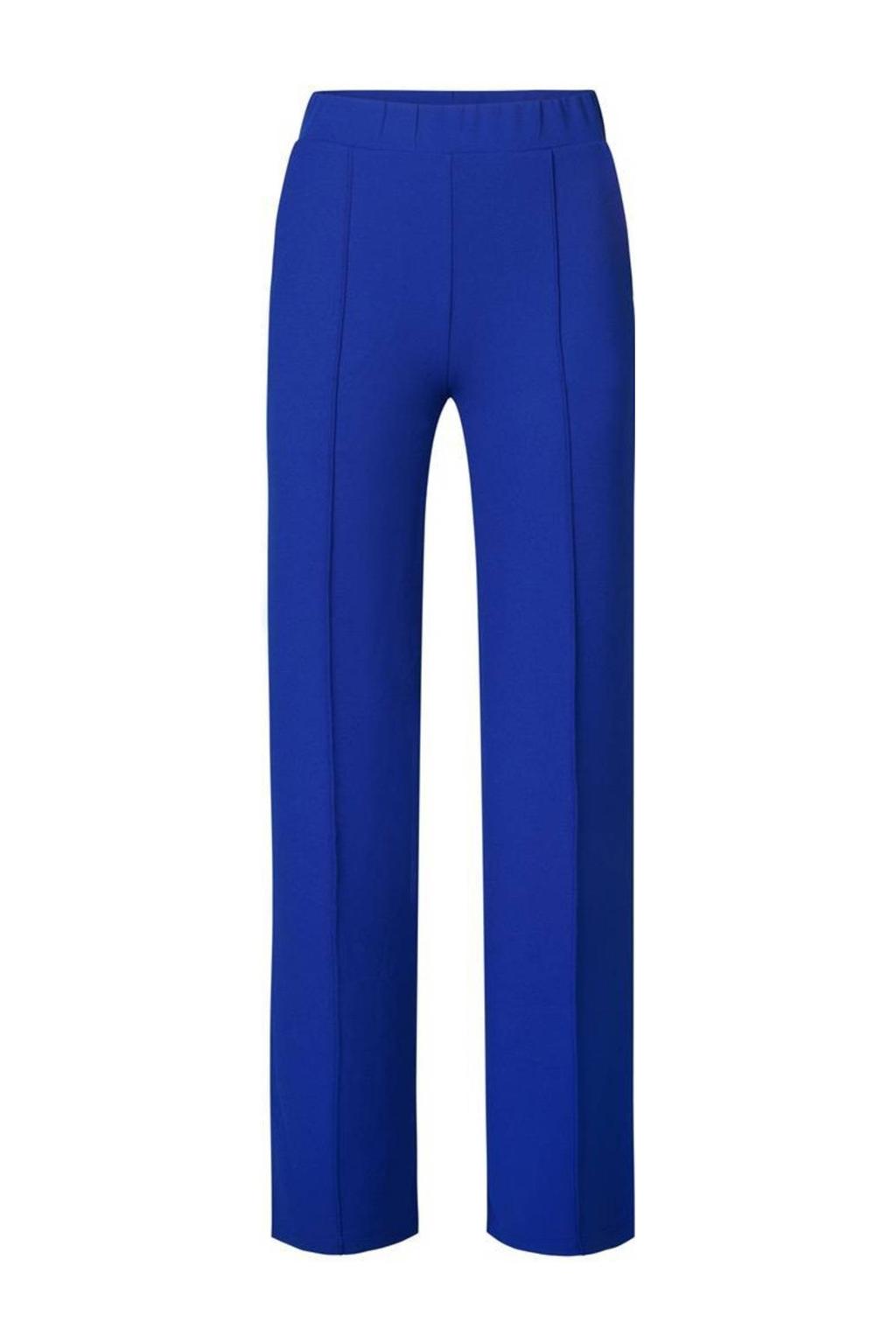 Blauwe dames Miss Etam wide leg pantalon Mia met effen