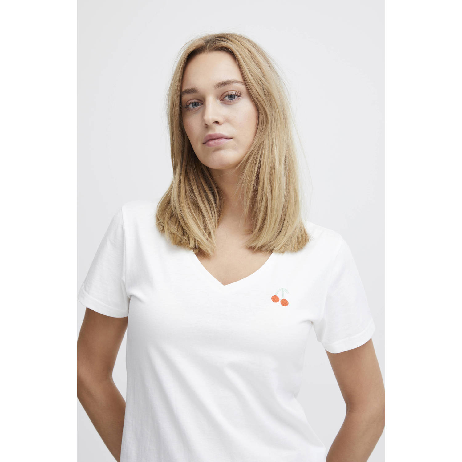 ICHI T-shirt IHKAMILLE met printopdruk wit