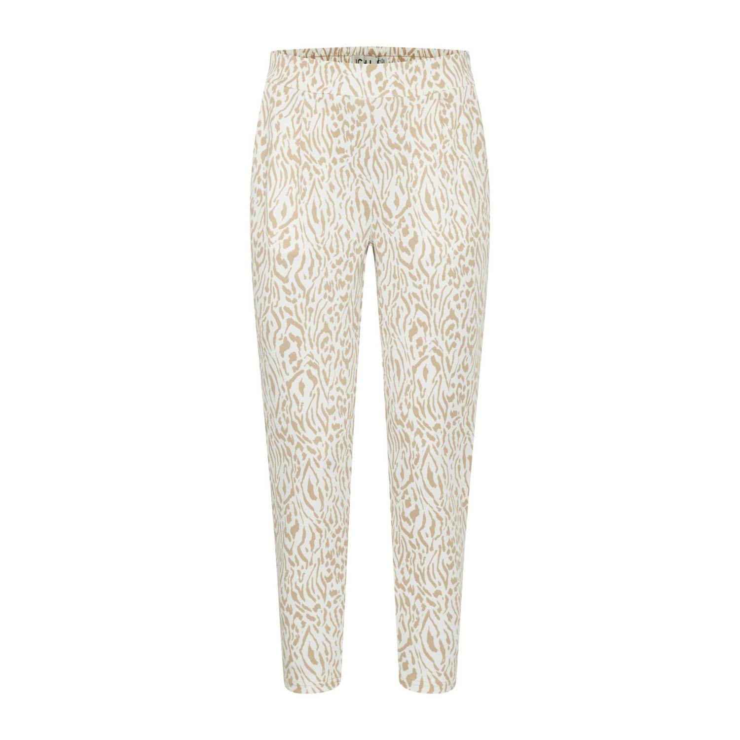 ICHI cropped regular fit broek IHKATE met zebraprint ecru wit