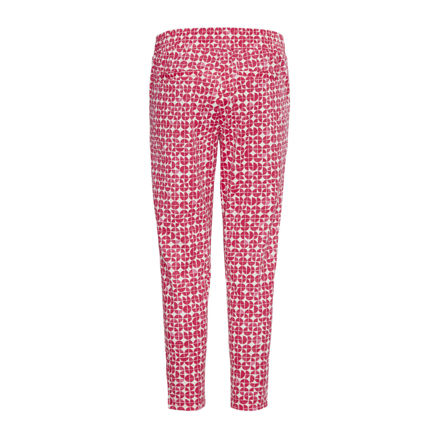 ICHI cropped regular fit broek IHKATE met stippen roze wit