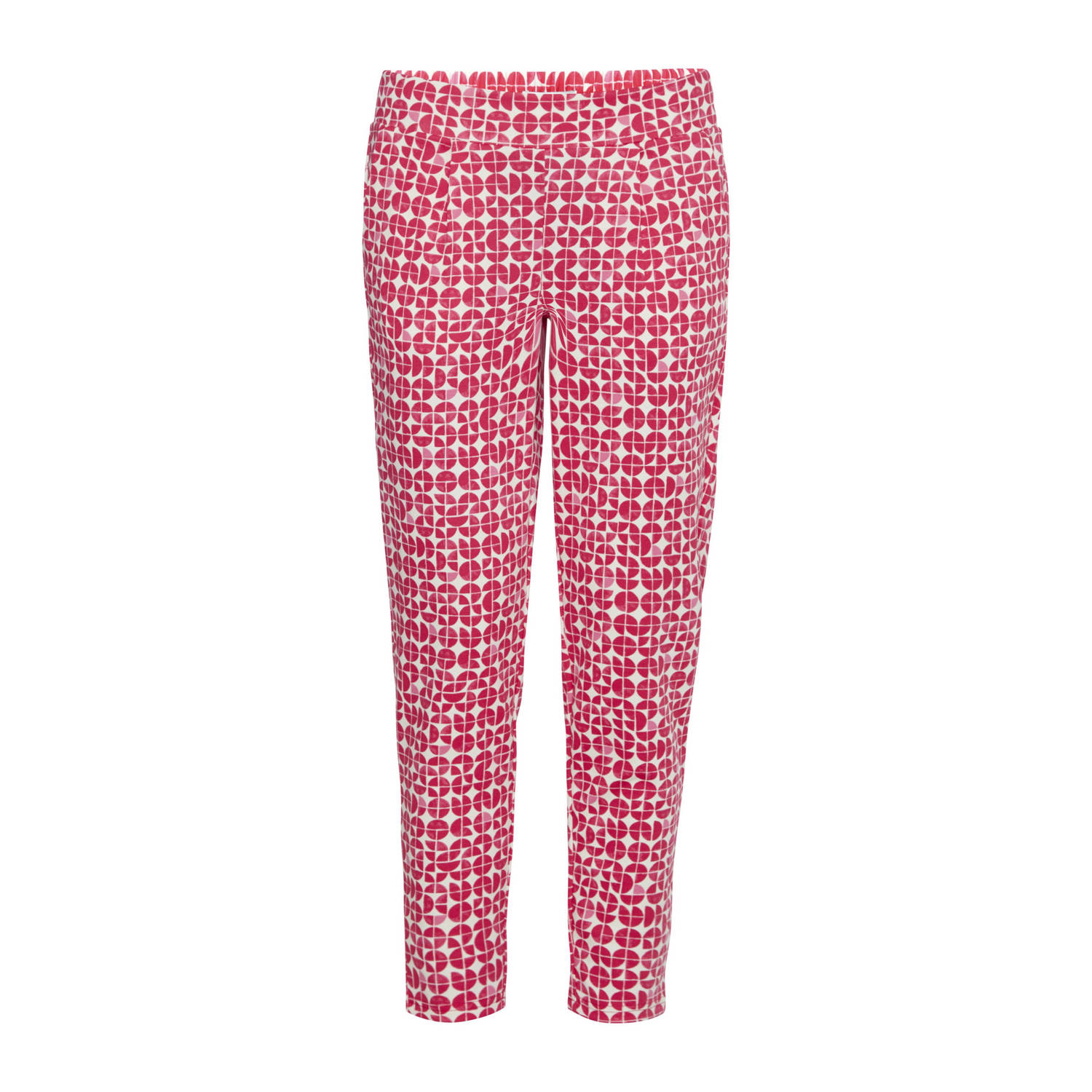 ICHI cropped regular fit broek IHKATE met stippen roze wit