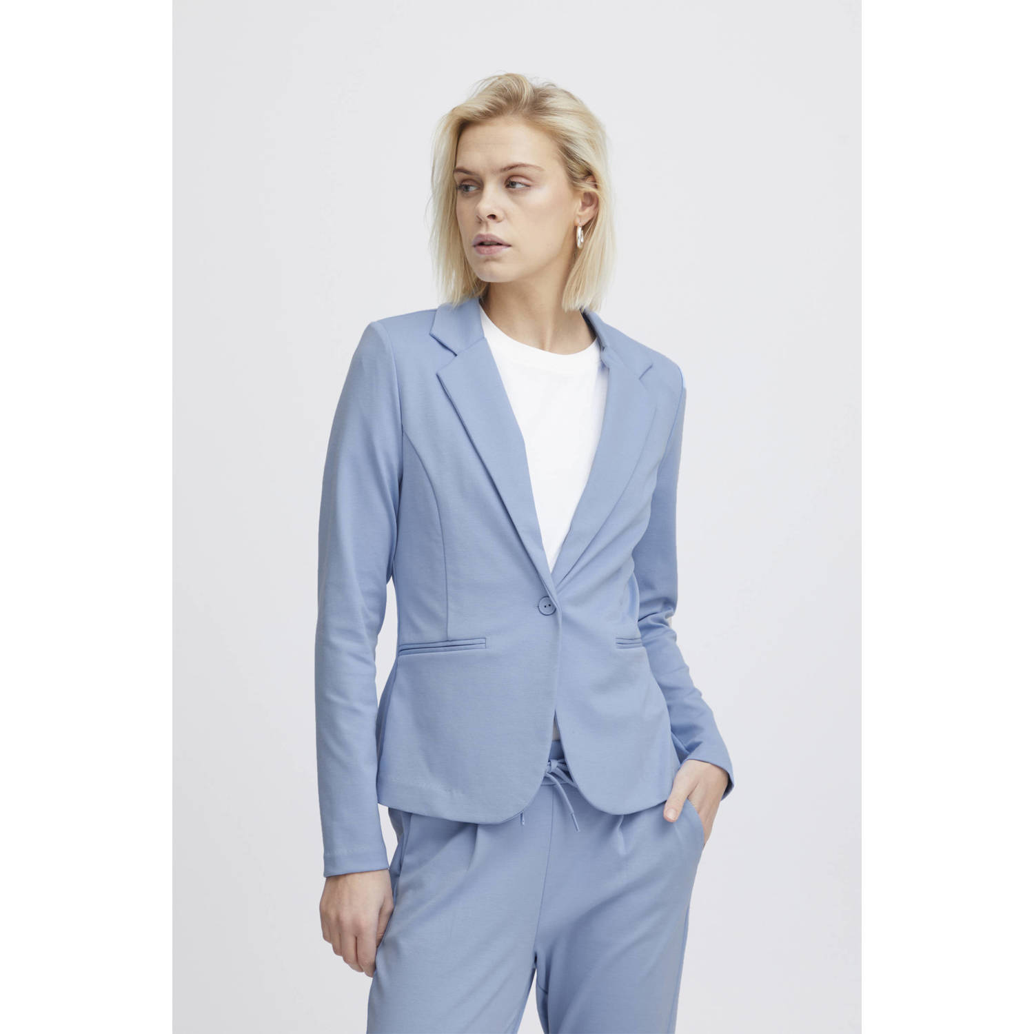 Ichi Slim fit blazer met paspelzakken model 'KATE'