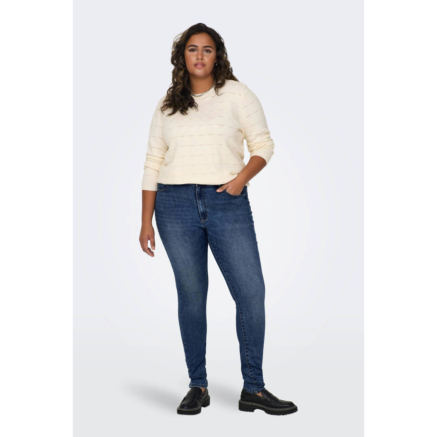 ONLY CARMAKOMA high waist skinny jeans CARROSE blauw