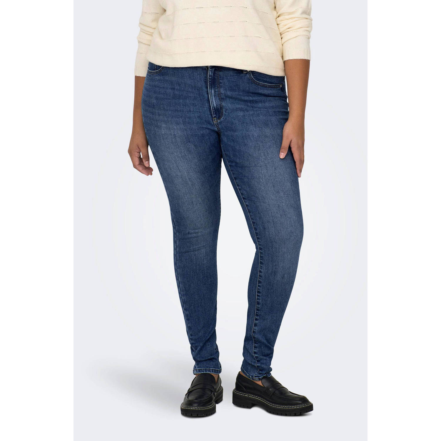 ONLY CARMAKOMA high waist skinny jeans CARROSE blauw