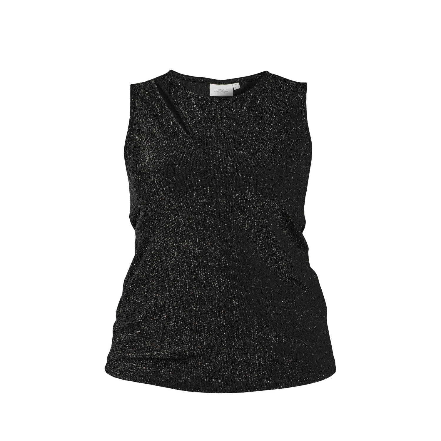 Only Carmakoma Zwart Glitter Cut Out Top Black Dames