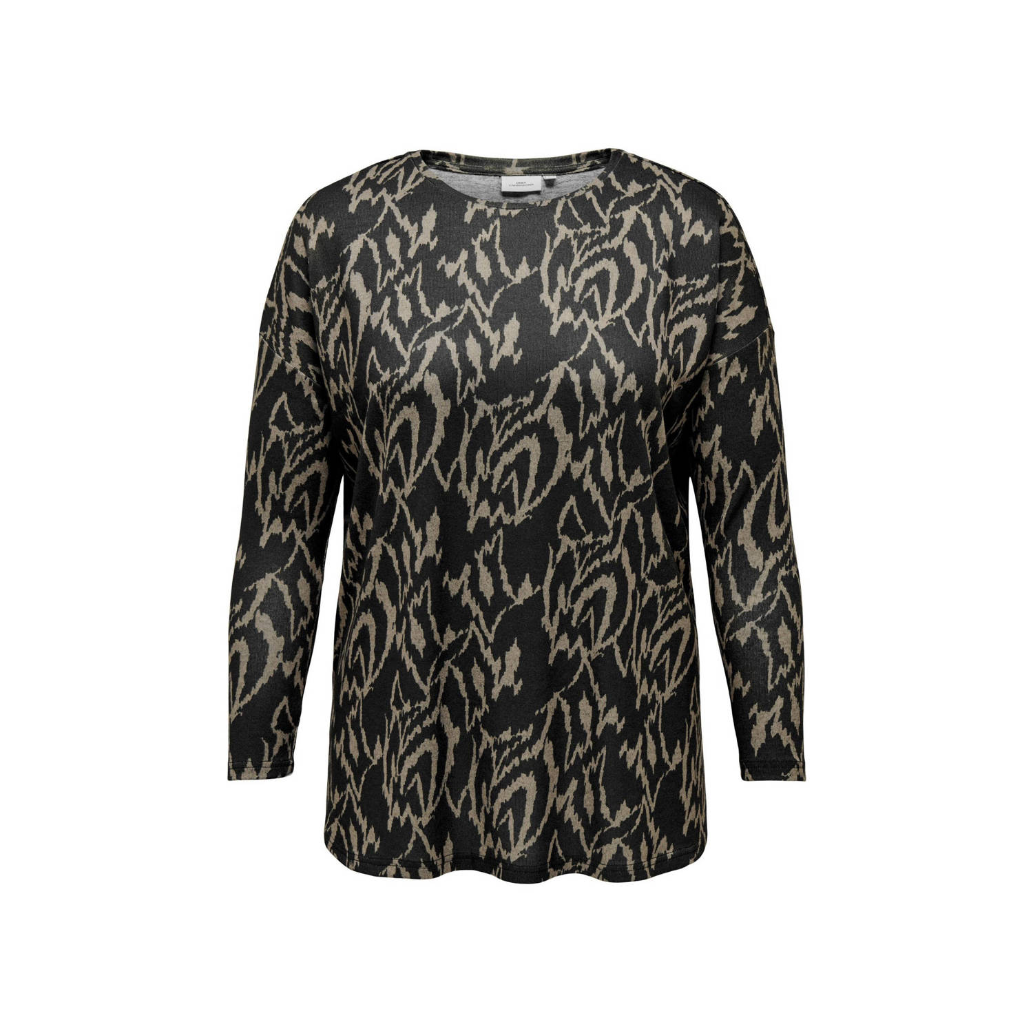 Only Carmakoma Grafische Longsleeve Top in Zwart Black Dames