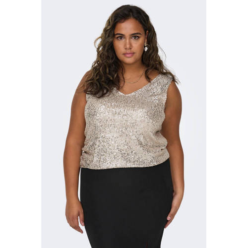 ONLY CARMAKOMA top CARANA met pailletten zilver afbeelding