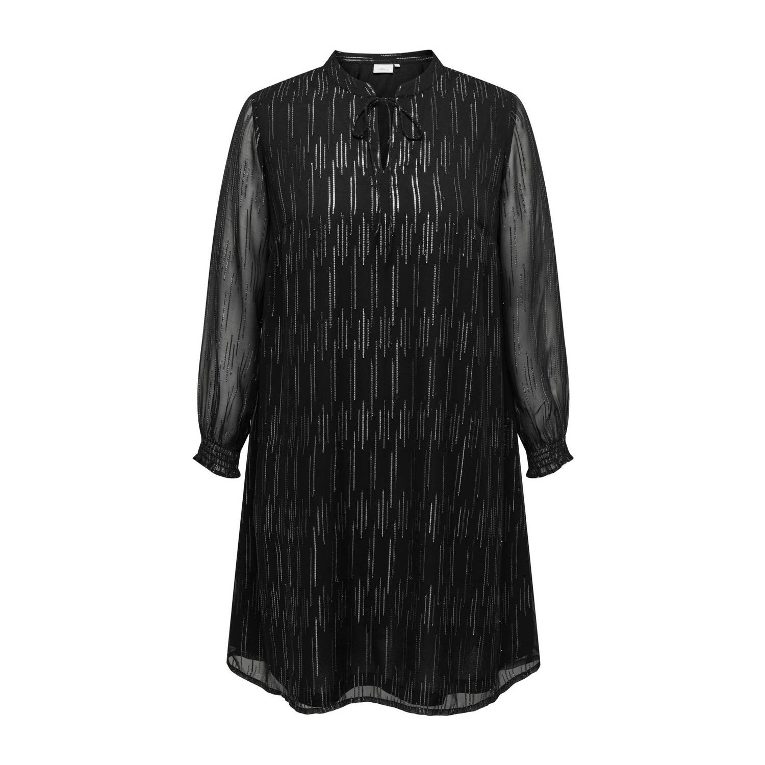 ONLY CARMAKOMA semi-transparante A-lijn jurk CAROUGE met all over print zwart