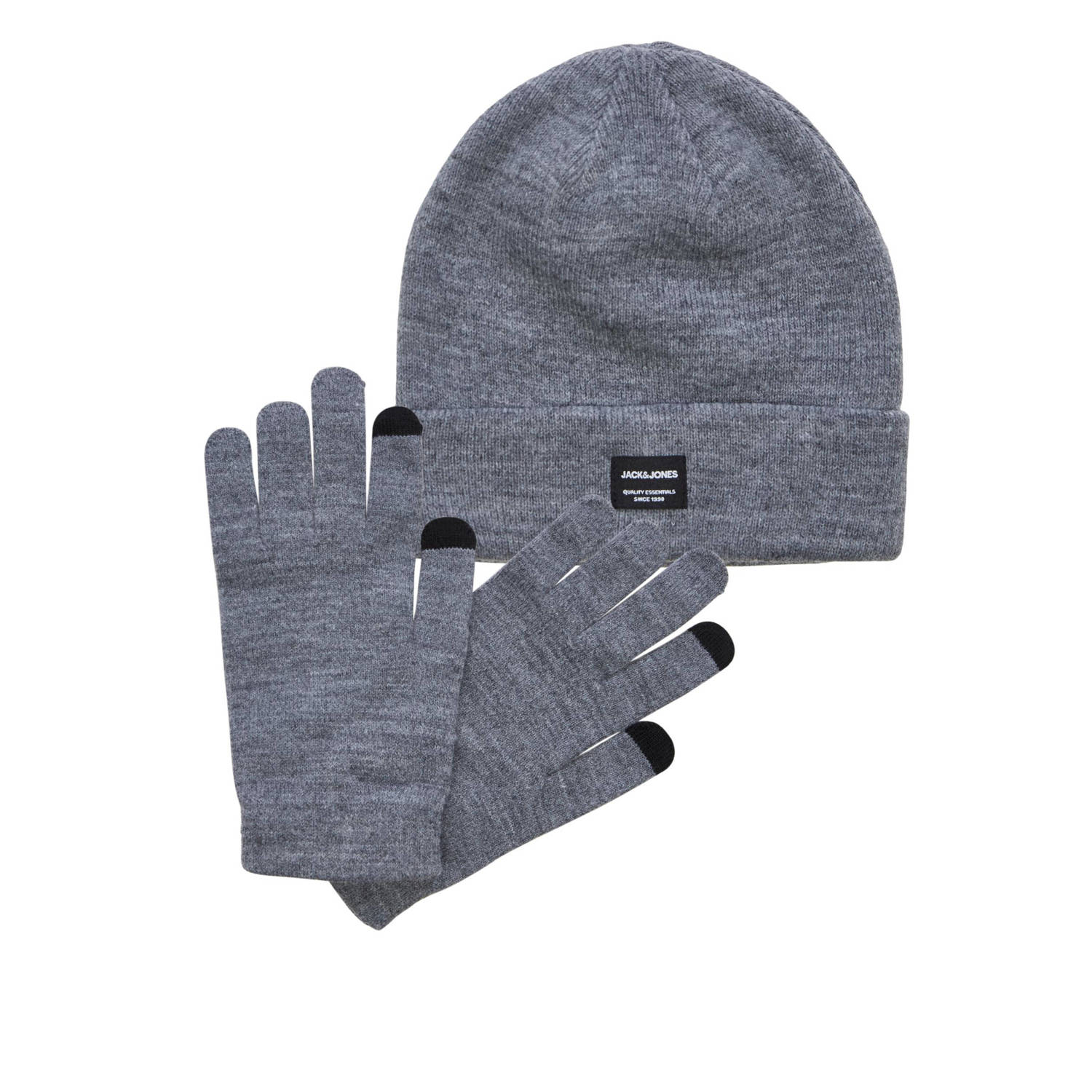 JACK & JONES JUNIOR muts + handschoenen JACBEANIE grijs melange