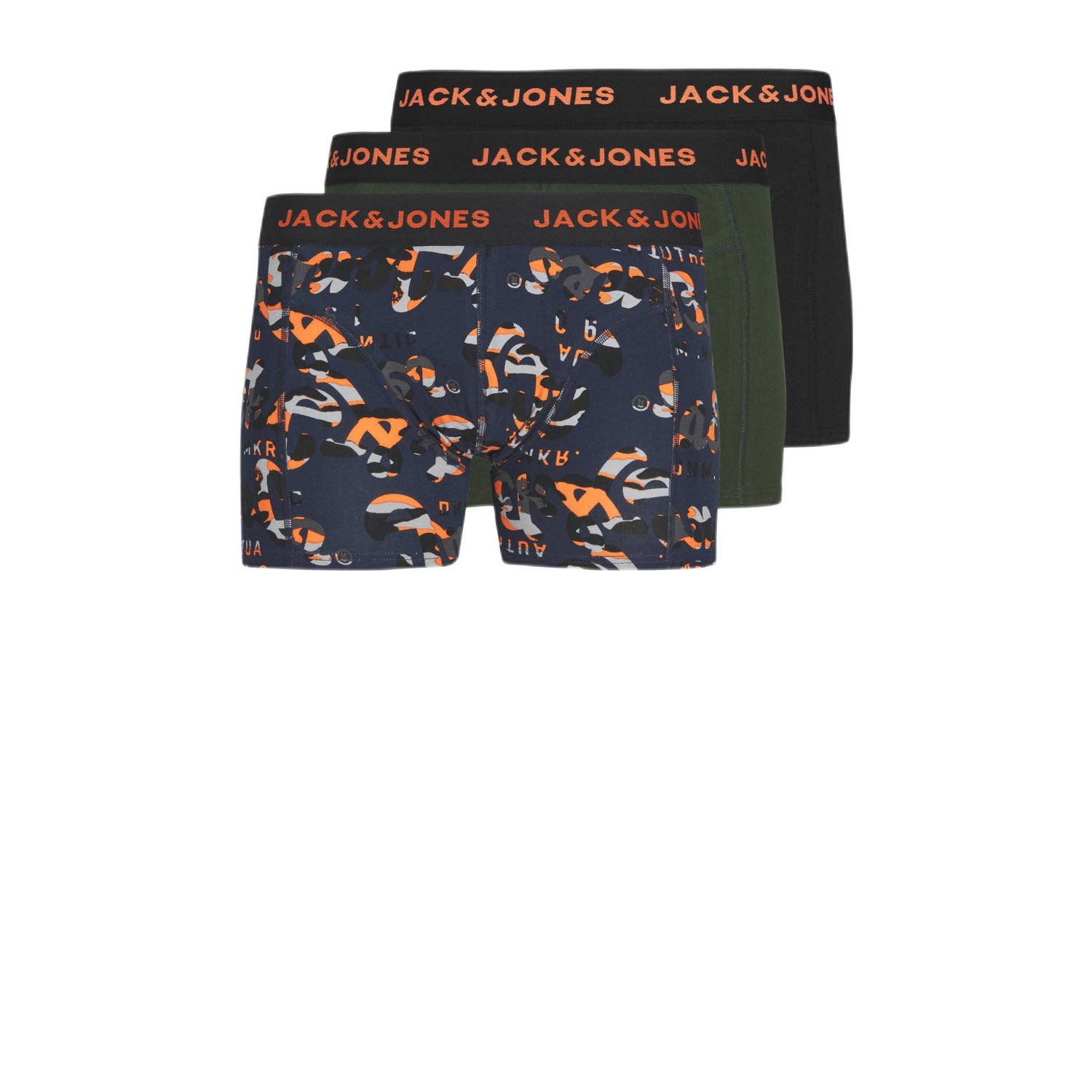 Jack & jones JUNIOR boxershort JACNEON set van 3 donkerblauw groen Jongens Stretchkatoen 152