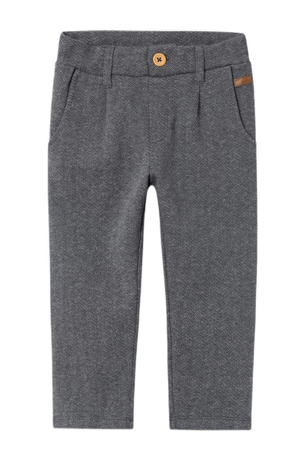 Donkerblauwe jongens NAME IT MINI broek van polyester d. melange met effen