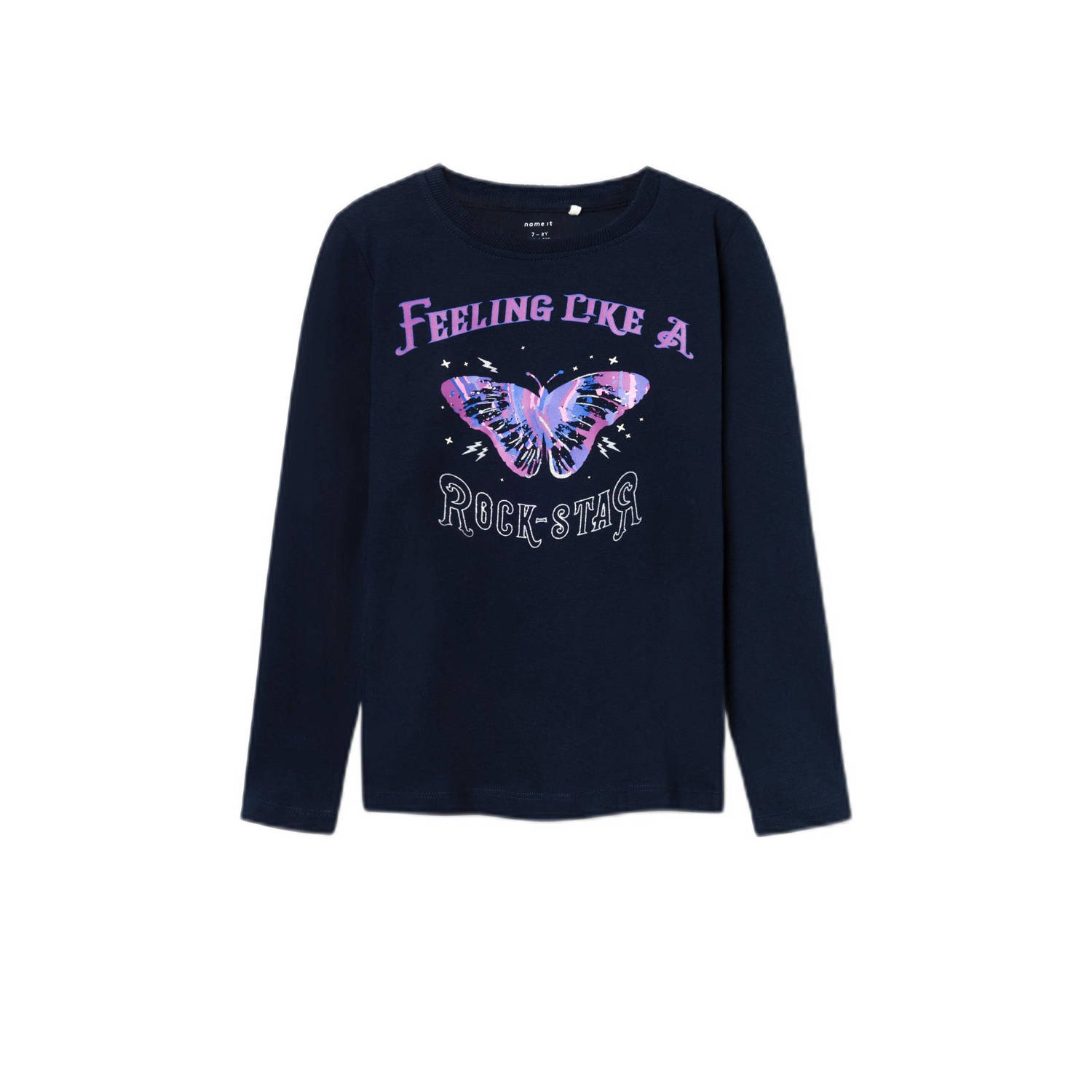 NAME IT KIDS longsleeve NKFRODA met printopdruk donkerblauw