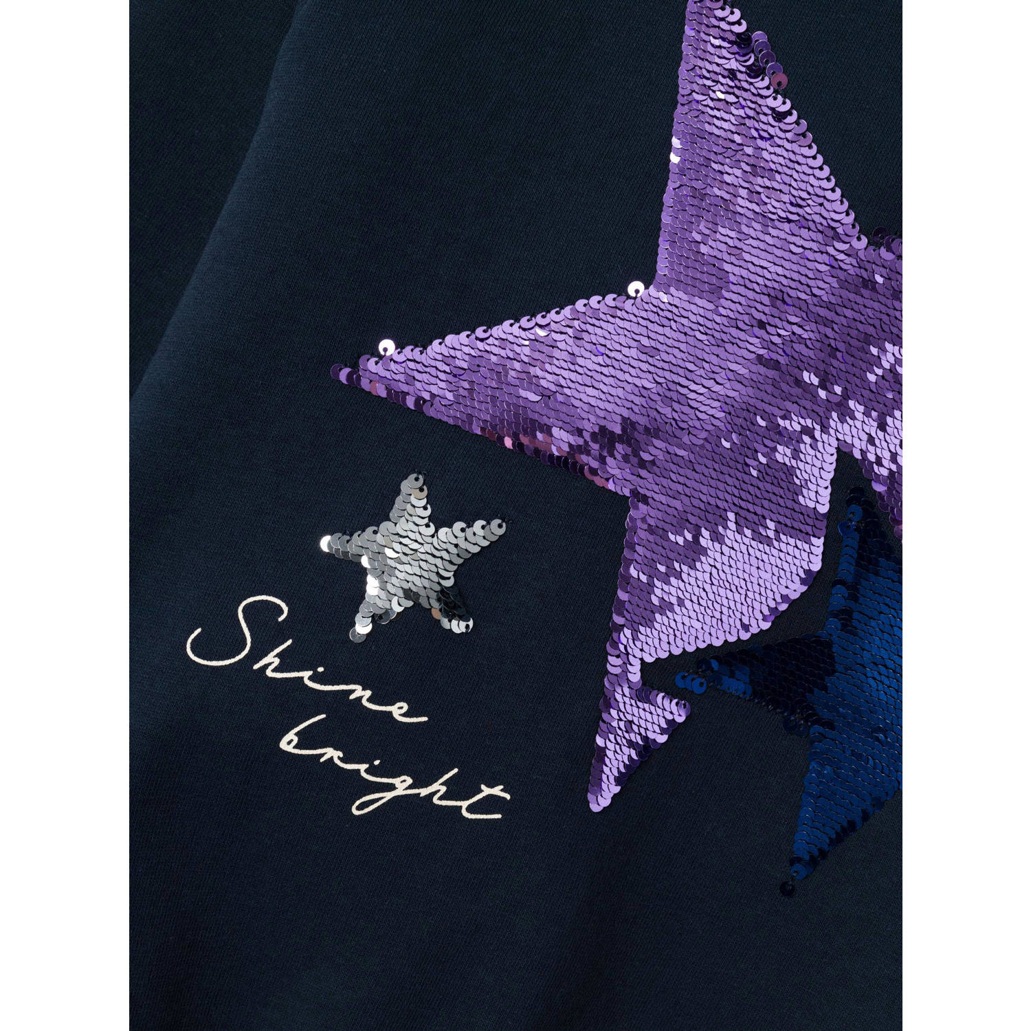 NAME IT KIDS hoodie NKFRIDA met printopdruk en pailletten donkerblauw