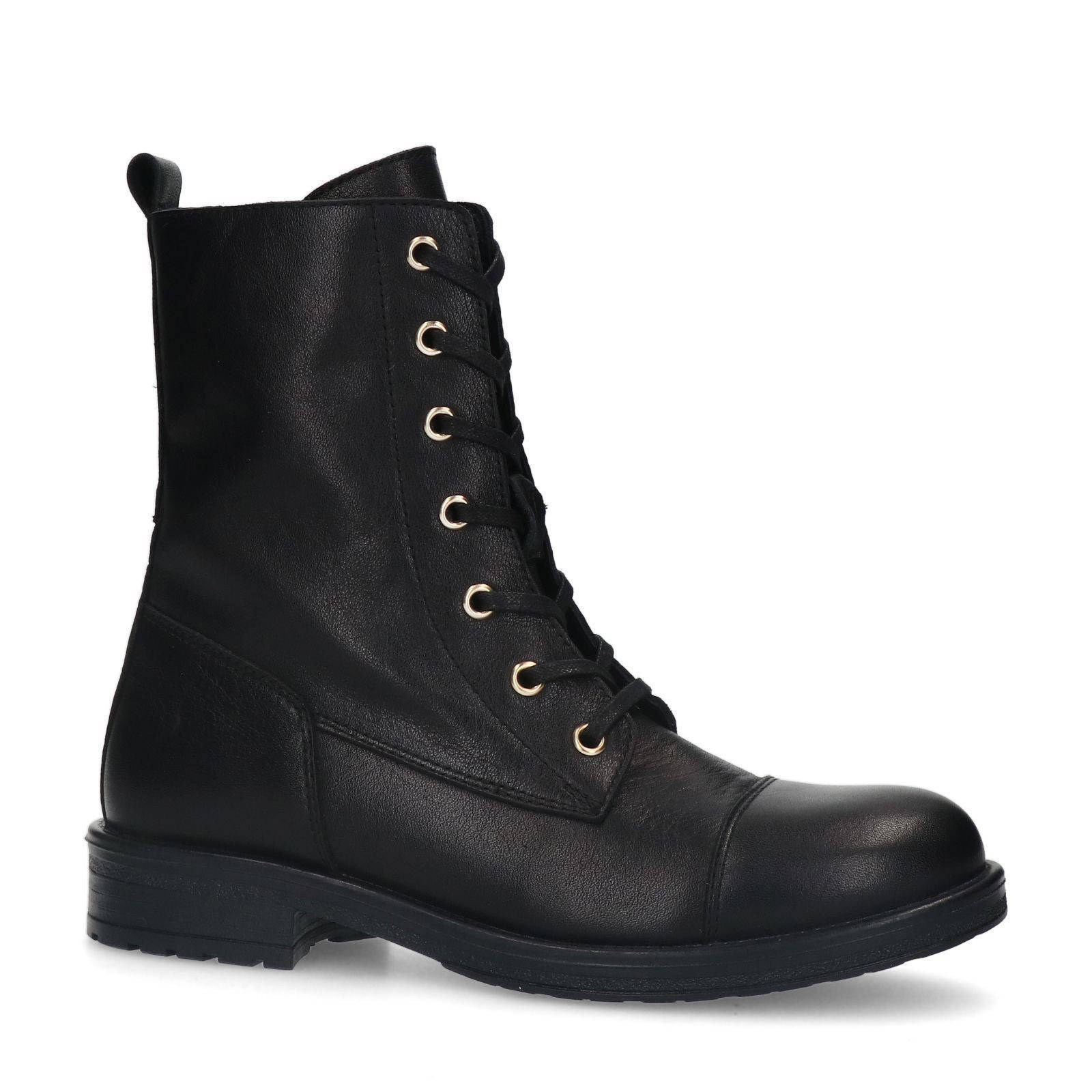 Manfield leren veterboots zwart sale