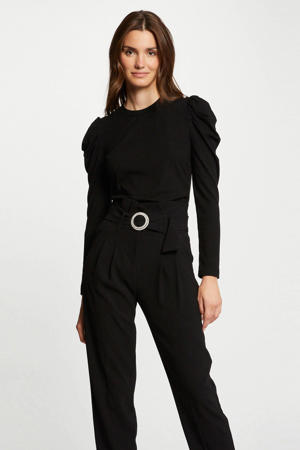 top met plooien zwart