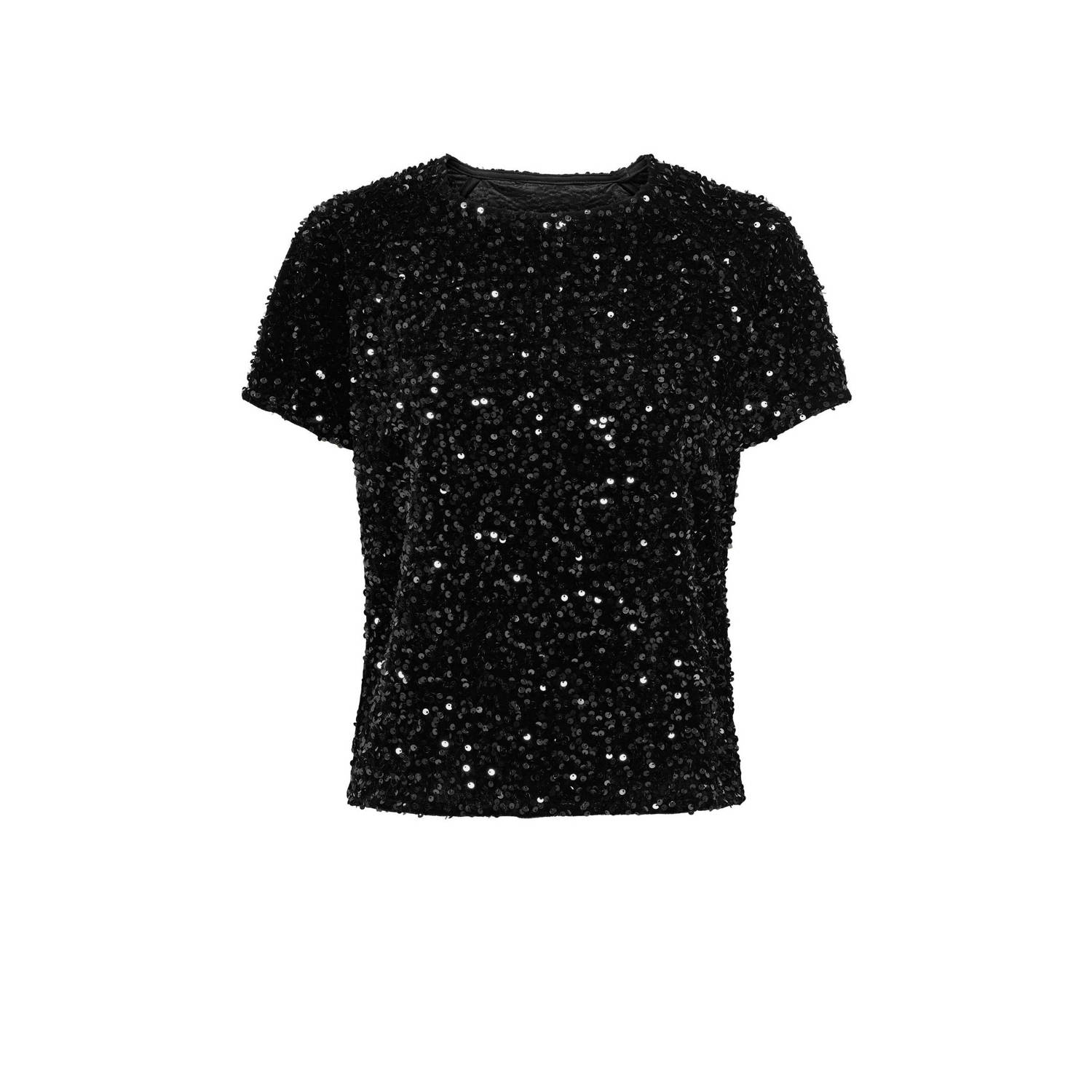 JDY T-shirt SHIRLEY met pailletten zwart