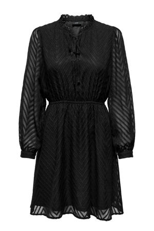 gestreepte semi-transparante A-lijn jurk JDYGRETHA zwart