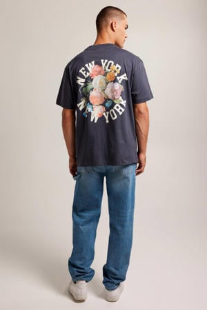 oversized T-shirt Errol met backprint donkerblauw