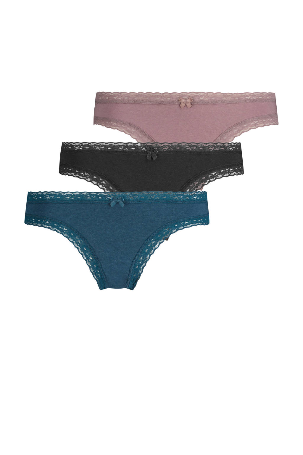 Hunkemöller 3er Set Brazilian Slips Belle - Spitzen Dessous