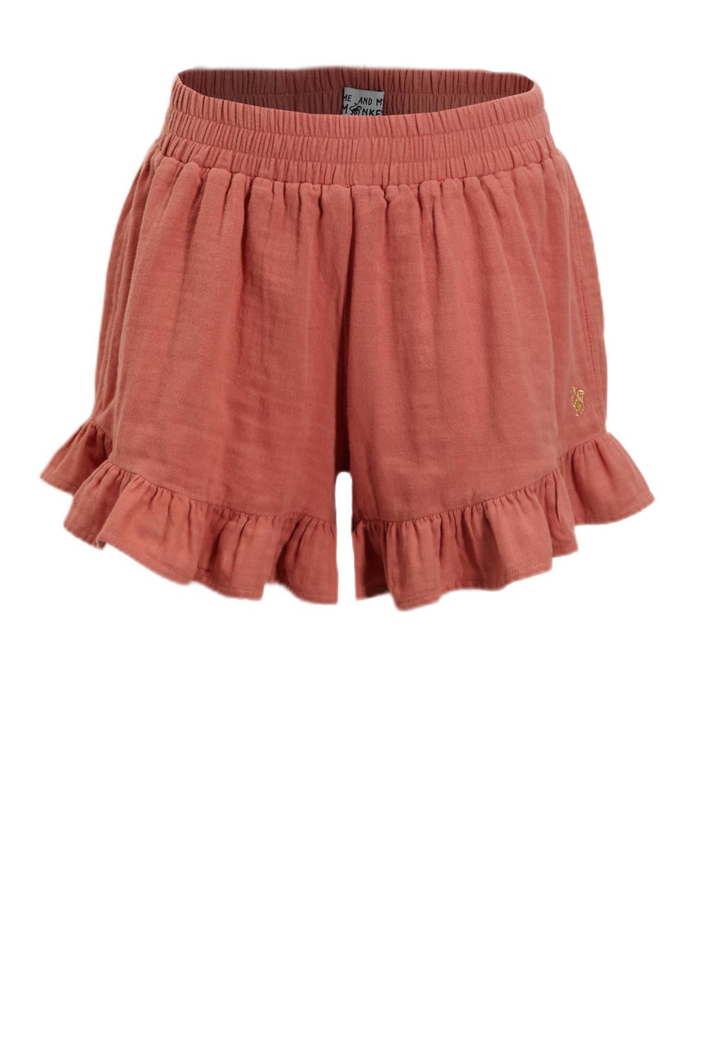 Terracottakleurige meisjes Me & My Monkey short Pomme van katoen met elastische tailleband
