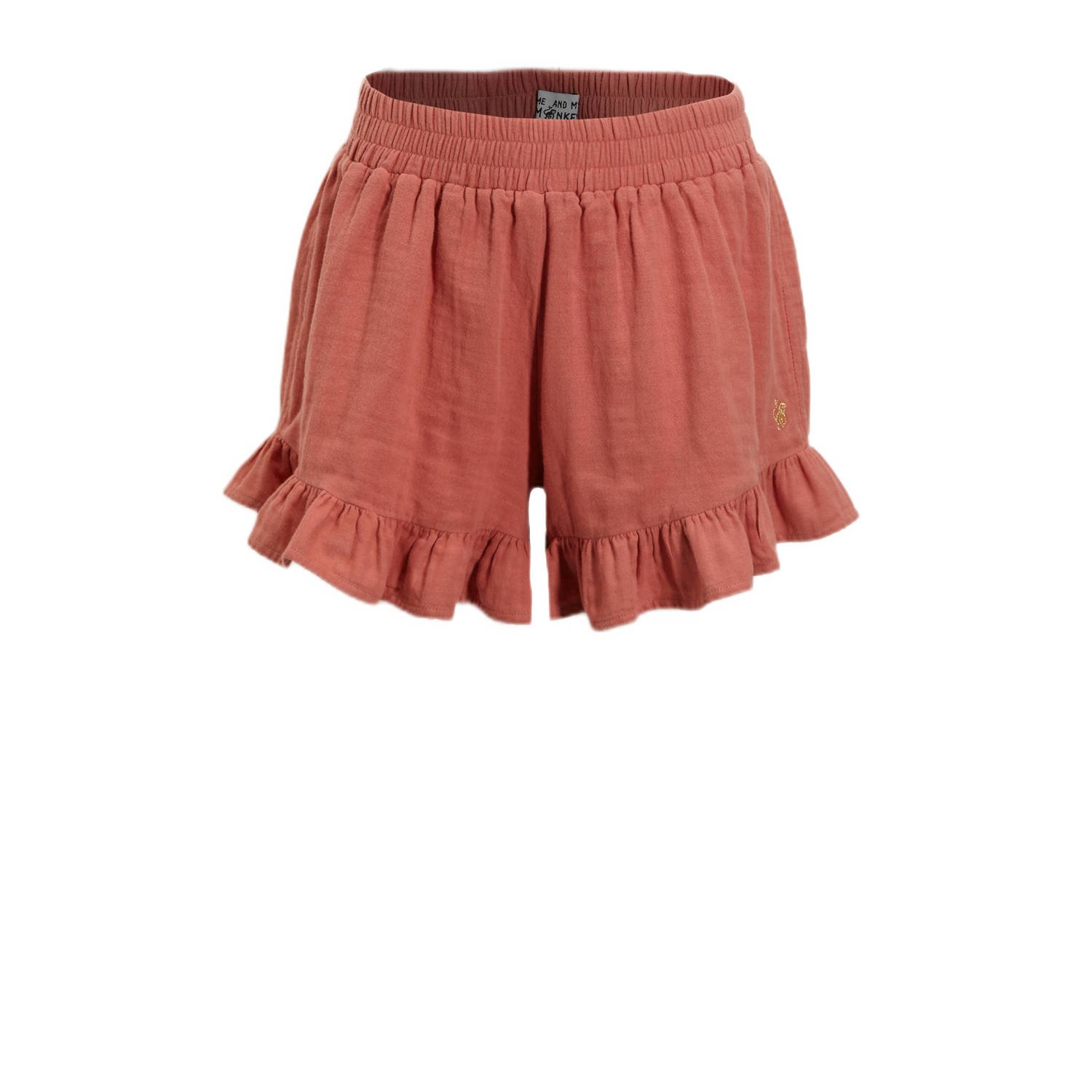 Me & My Monkey short Pomme met ruches terra Korte broek Oranje Meisjes Katoen 134 140