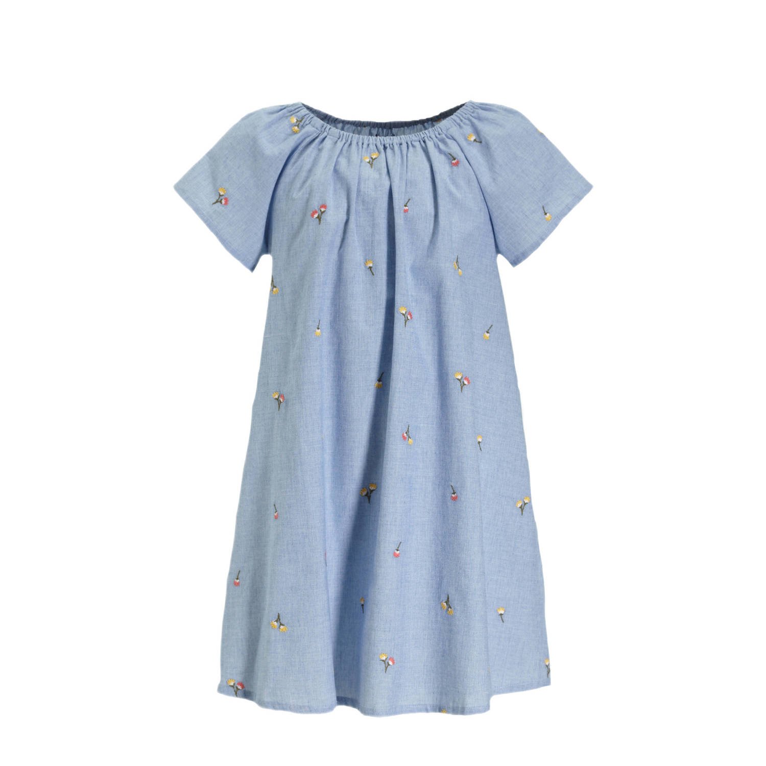 Me & My Monkey chambray jurk Paike lichtblauw Meisjes Katoen Ronde hals 104