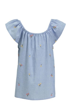 chambray top Polly lichtbkauw
