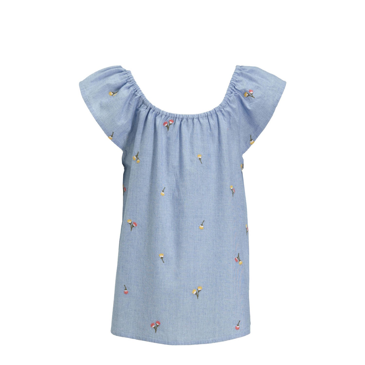 Me & My Monkey chambray top Polly lichtbkauw Blauw Meisjes Katoen Ronde hals 128