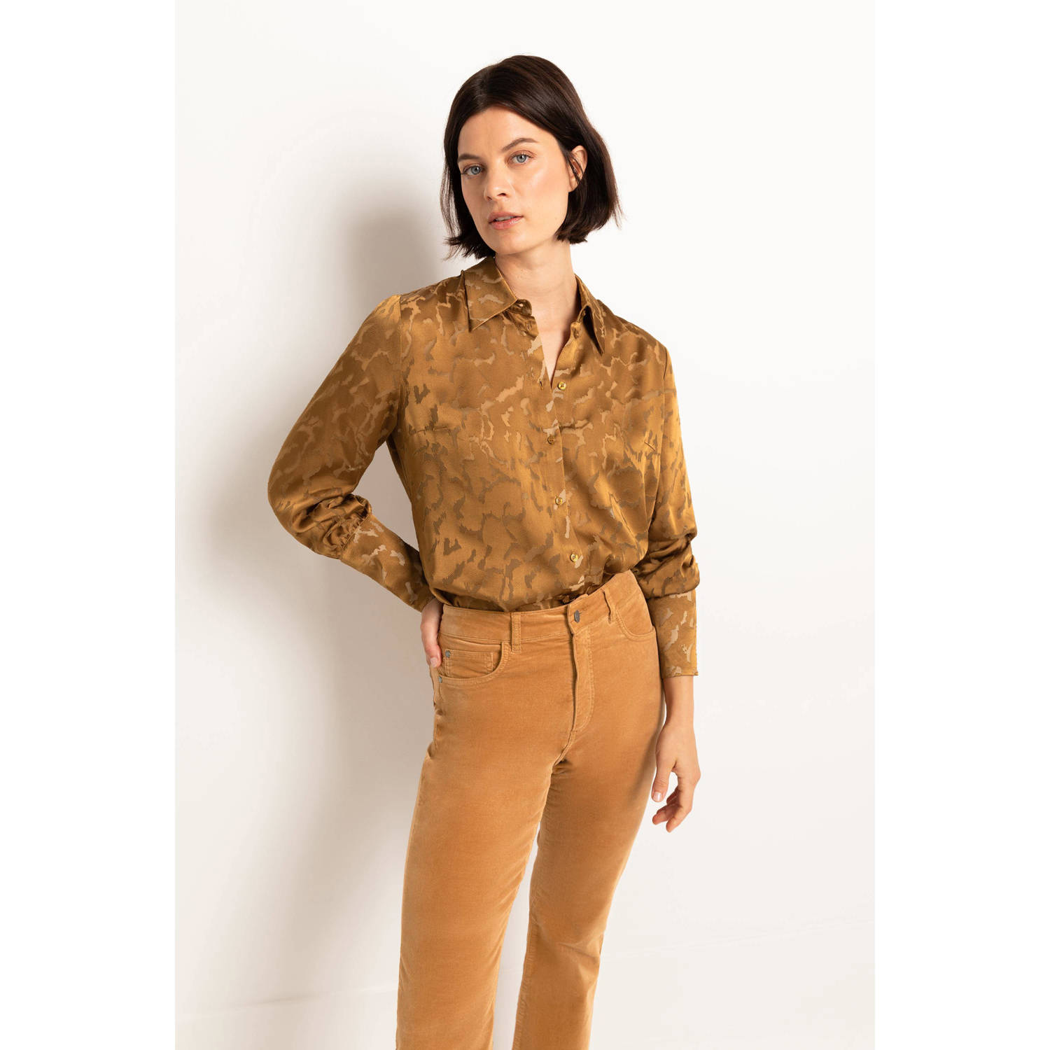 Claudia Sträter semi-transparante blouse bruin