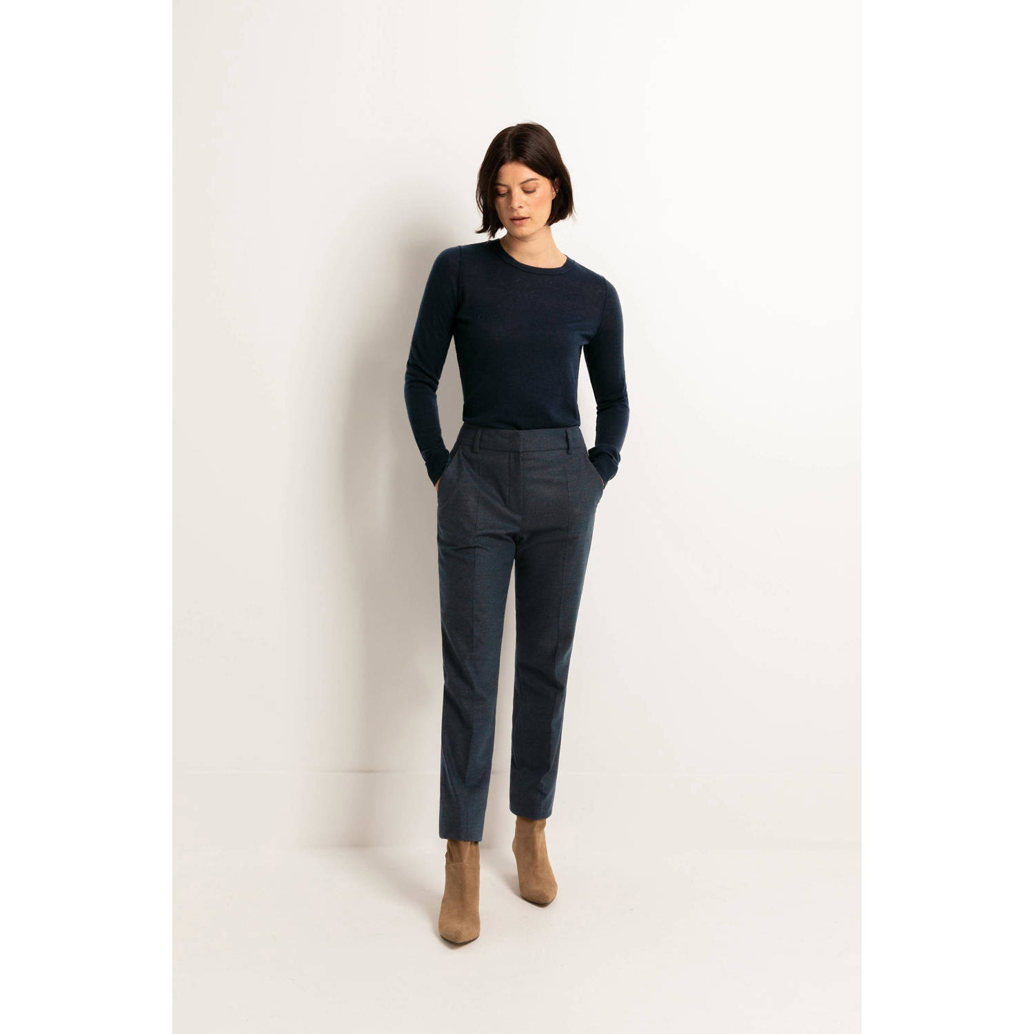 Claudia Sträter tapered fit broek blauw