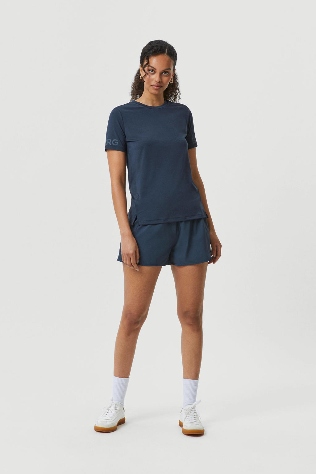 Donkerblauwe dames Björn Borg sportshort van polyester met regular fit, regular waist en effen