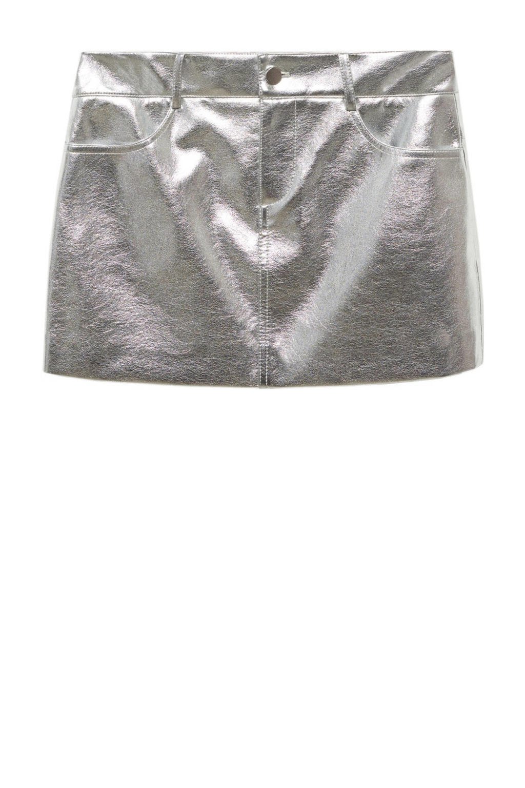 Mango metallic mini rok zilver | wehkamp