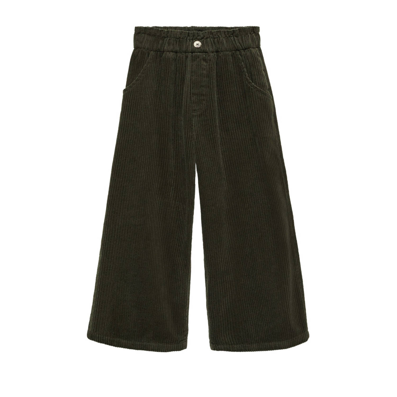 Mango Kids corduroy high waist broek donkergroen