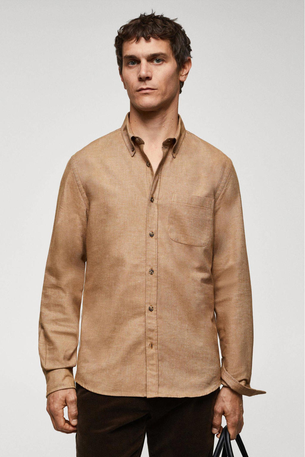HISDERN Herenoverhemden met lange mouwen, formele overhemden voor mannen, button-down shirt, zakelijk, casual, regular fit, shirt, bruiloft, feest, werkshirts, Bordeaux, S