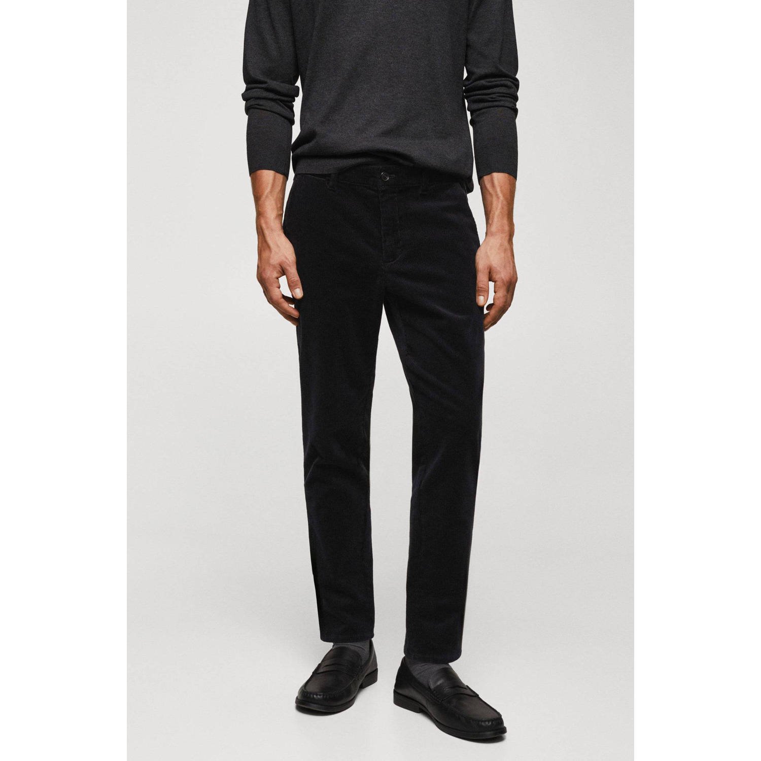 Mango Man corduroy slim fit pantalon zwart