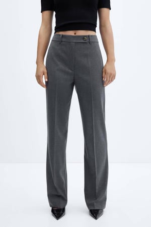 low waist straight fit pantalon grijs
