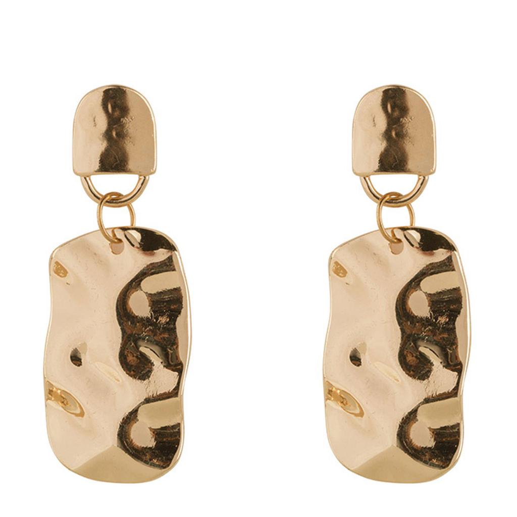 Club Manhattan oorbellen Hammered Wavy goudkleurig
