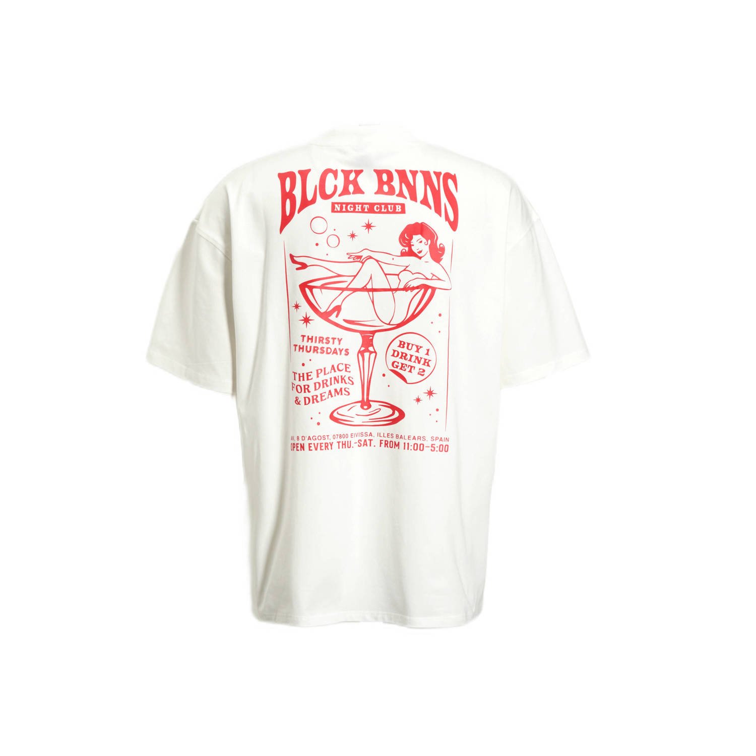 BLACK BANANAS regular fit T-shirt NIGHT CLUB met backprint beige