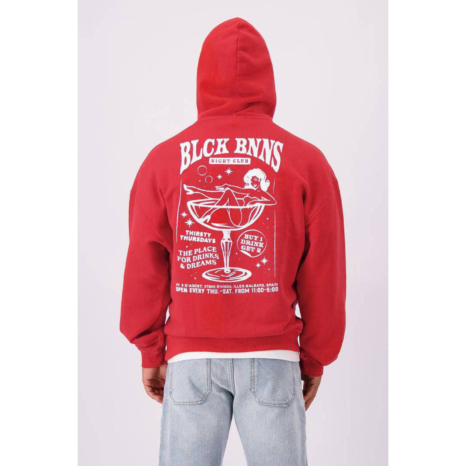 BLACK BANANAS hoodie NIGHT CLUB met backprint rood