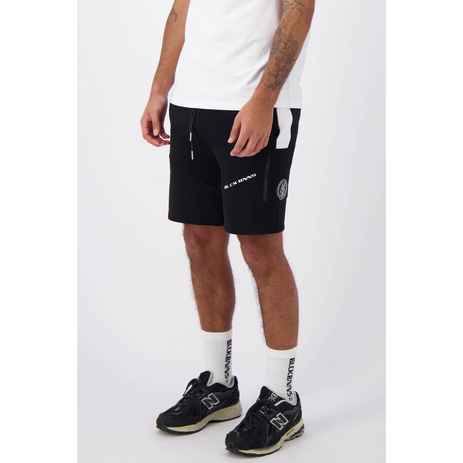 BLACK BANANAS regular fit short STRIPE met logo zwart