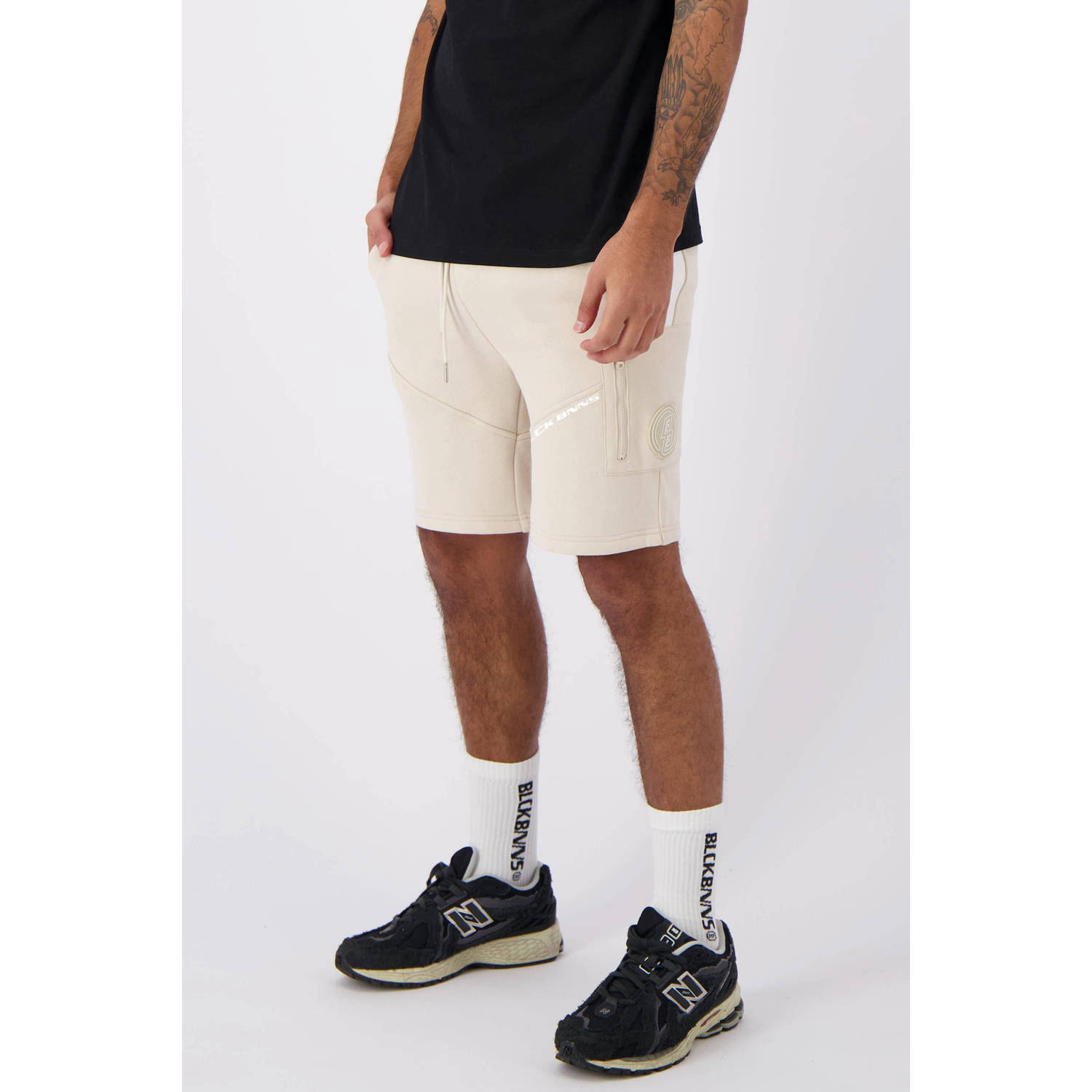 BLACK BANANAS regular fit short STRIPE met logo sand