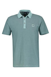 thumbnail: Groene heren LERROS regular fit polo van katoen met logo dessin, korte mouwen, klassieke kraag en knoopsluiting