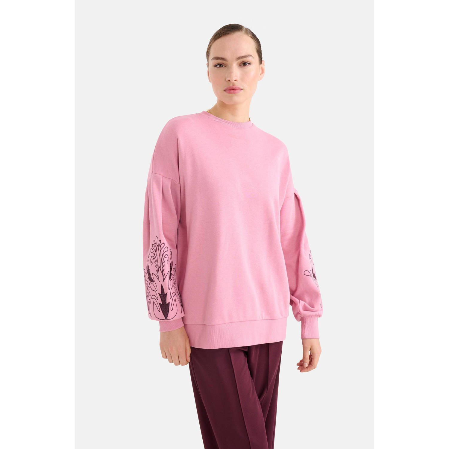 Shoeby sweater met borduursels roze
