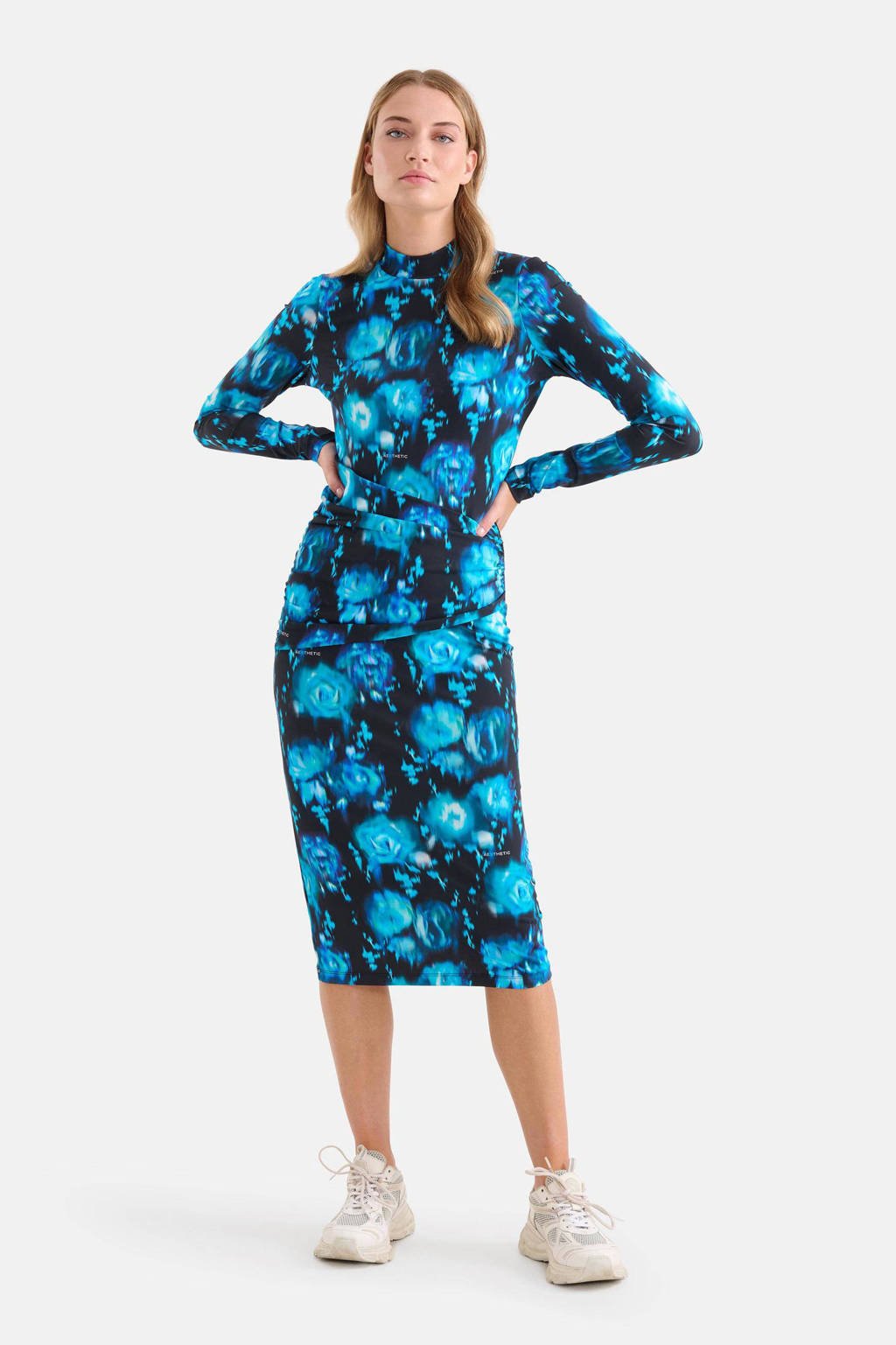 Midi Jurk Shoeby Zwarte Jurk Shoeby Midi-jurk Velvet Print Zwart