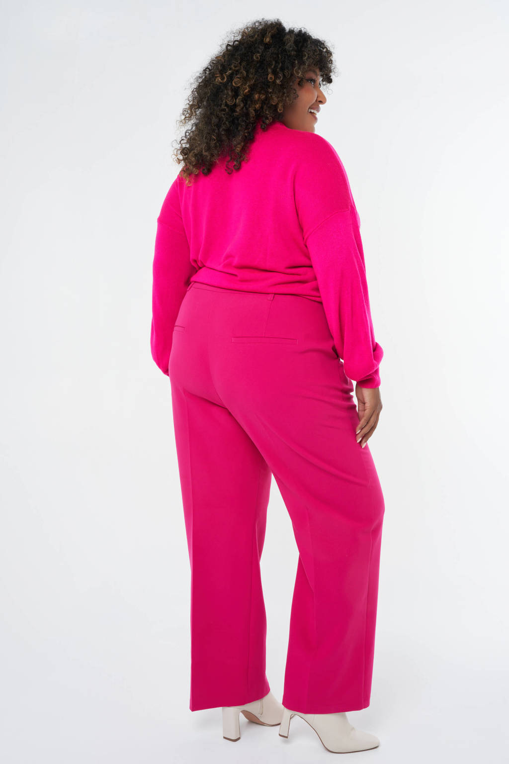 MS Mode straight fit pantalon roze wehkamp